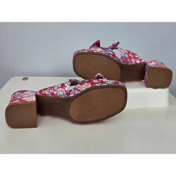 Copper Key Floral Block Heels Size 9 Retro Bow Knot Platform Sandals Electric - Picture 4 of 8